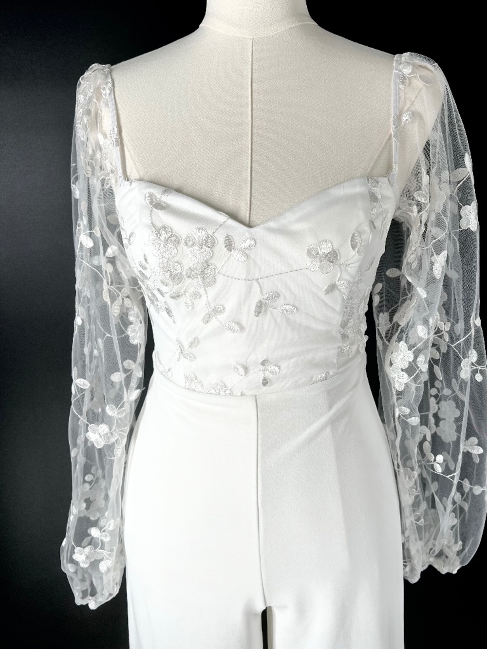 Lulus Charisma Lace Sleeved Bridal Jumpsuit, (XS)